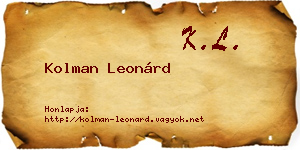 Kolman Leonárd névjegykártya