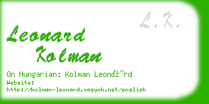 leonard kolman business card